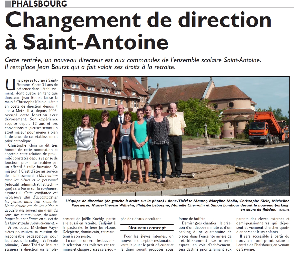 2015 Nouvelle direction à St-Antoine